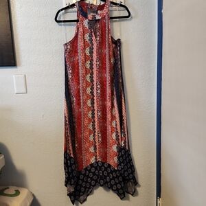Red Blue & White Hanky Hem Dress from Maurices Size Lg